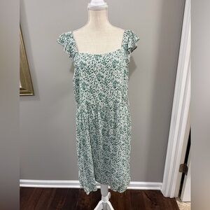 NWT ARULA Green and White Floral Square-Neck Midi Sundress. Size 3X